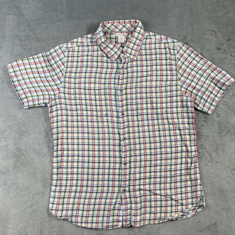 Carbon2Cobalt Shirt Mens M Multicolor Plaid Short Sleeve Button Down Casual